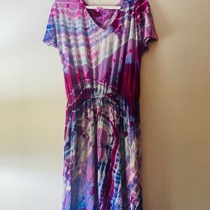 Purple and blue tye dyed handmade maxi dress